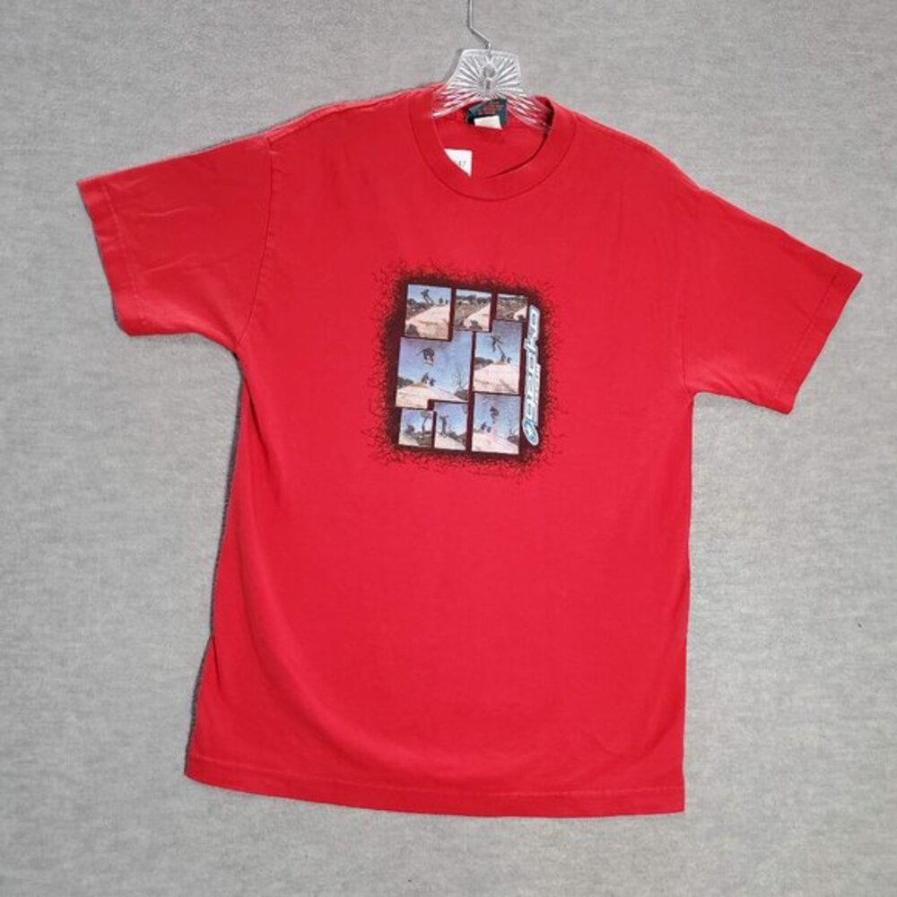 VINTAGE Gecko Hawaii Men Shirt M Red‎ Skateboard Graphic Short Sleeve Y2K READ